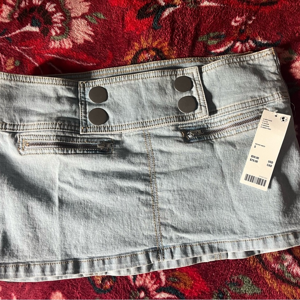Light Blue Urban Denim Mini Skirt with Button Detail